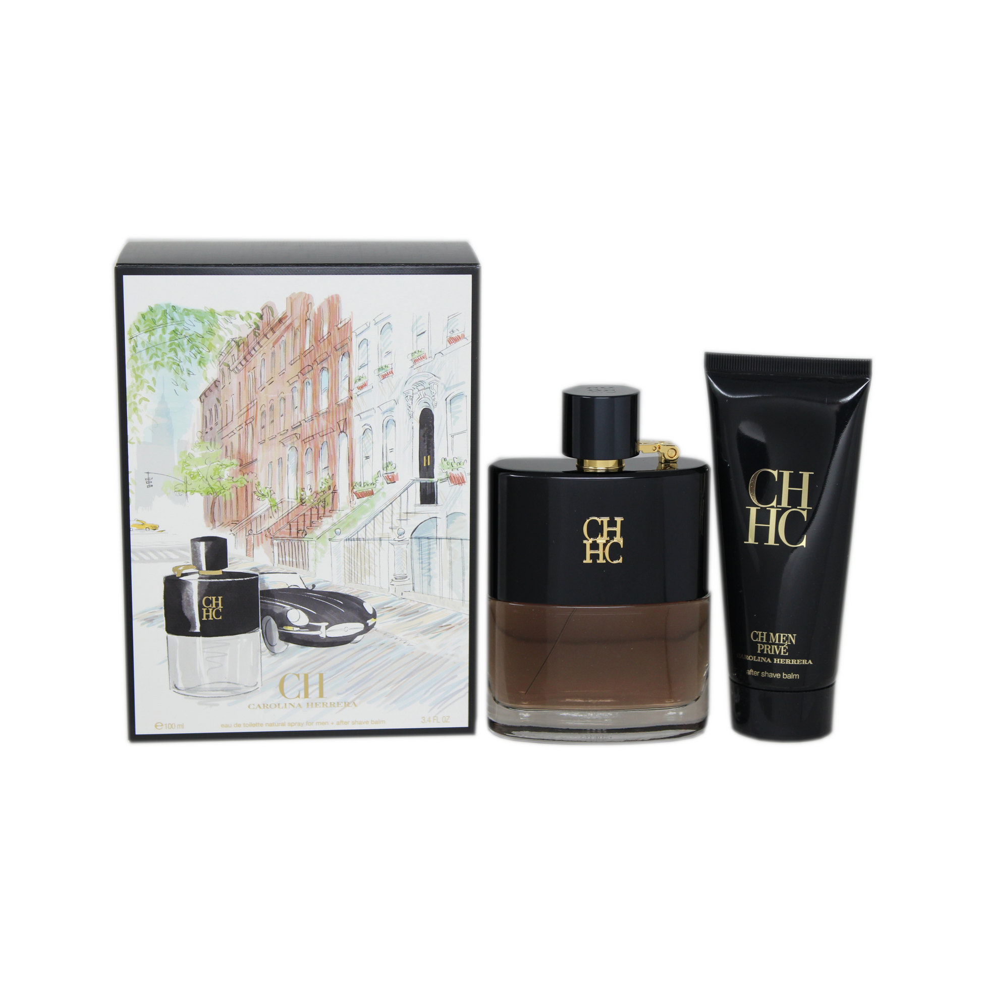 Carolina Herrera CH Prive For Men 2 Piece Gift Set – a refined gift set featuring the sophisticated fragrance of CH Prive with notes of leather, vanilla, and tonka bean.